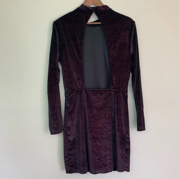 Mello Day Long Sleeve Purple Sparkles Wine Dress L - Picture 2 of 6